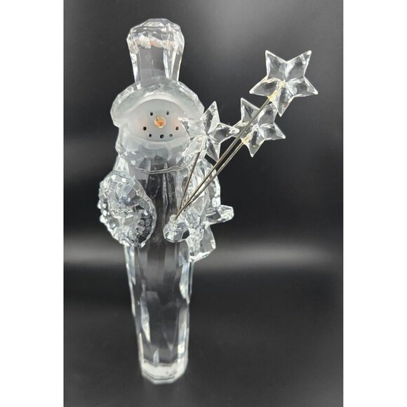 Other - 7" Crystal Snowman Figurine With Star Wand, Top Hat and Carrot Nose